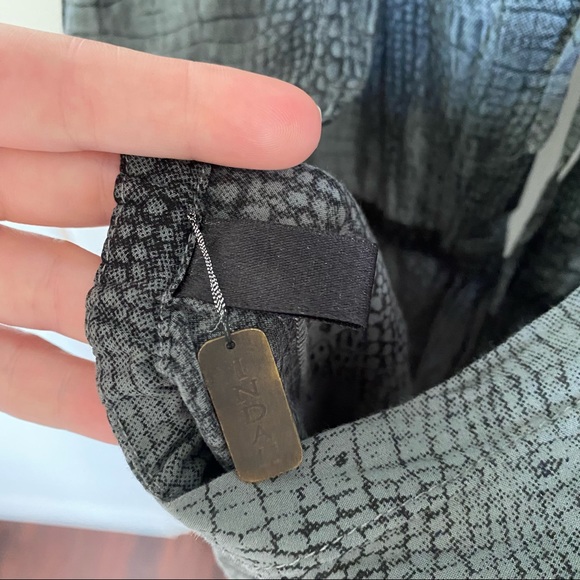 Indah Blue Snake Print Short Romper w/ Lace up Front and Back - Picture 3 of 9